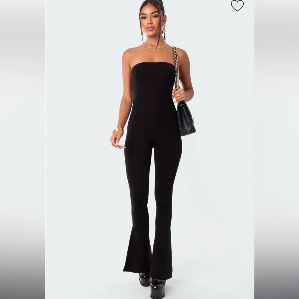 Edikted Melina Black Strapless Jumpsuit